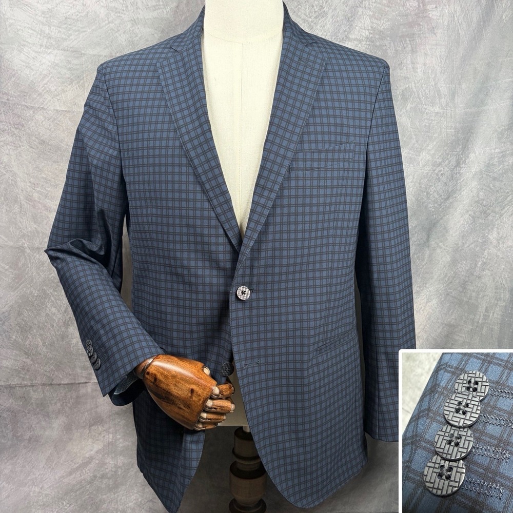 NEW Twillory Performance Unlined Blazer Jacket Blue Plaid Sport Coat Men 40S